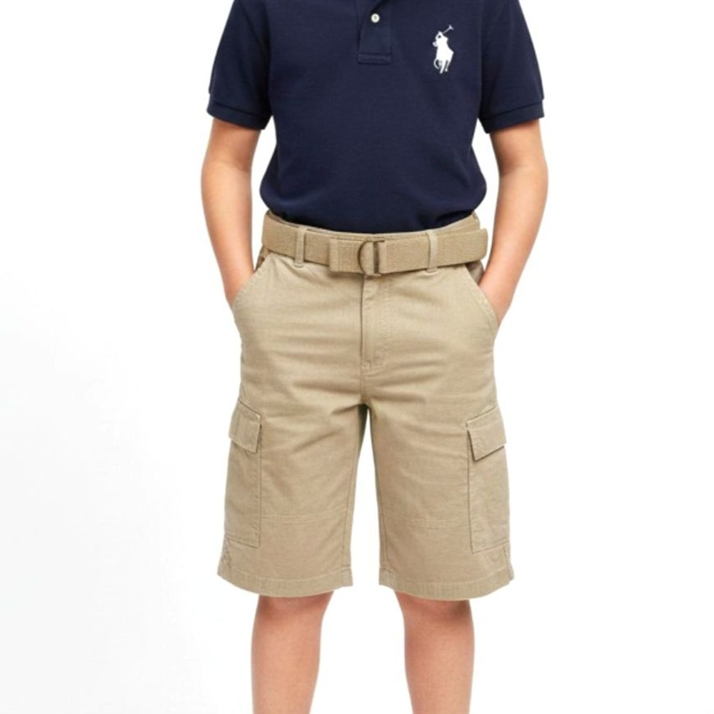 U.S. Polo Assn. Cargo Shorts Kids Size 14 Khaki Belted Ripstop